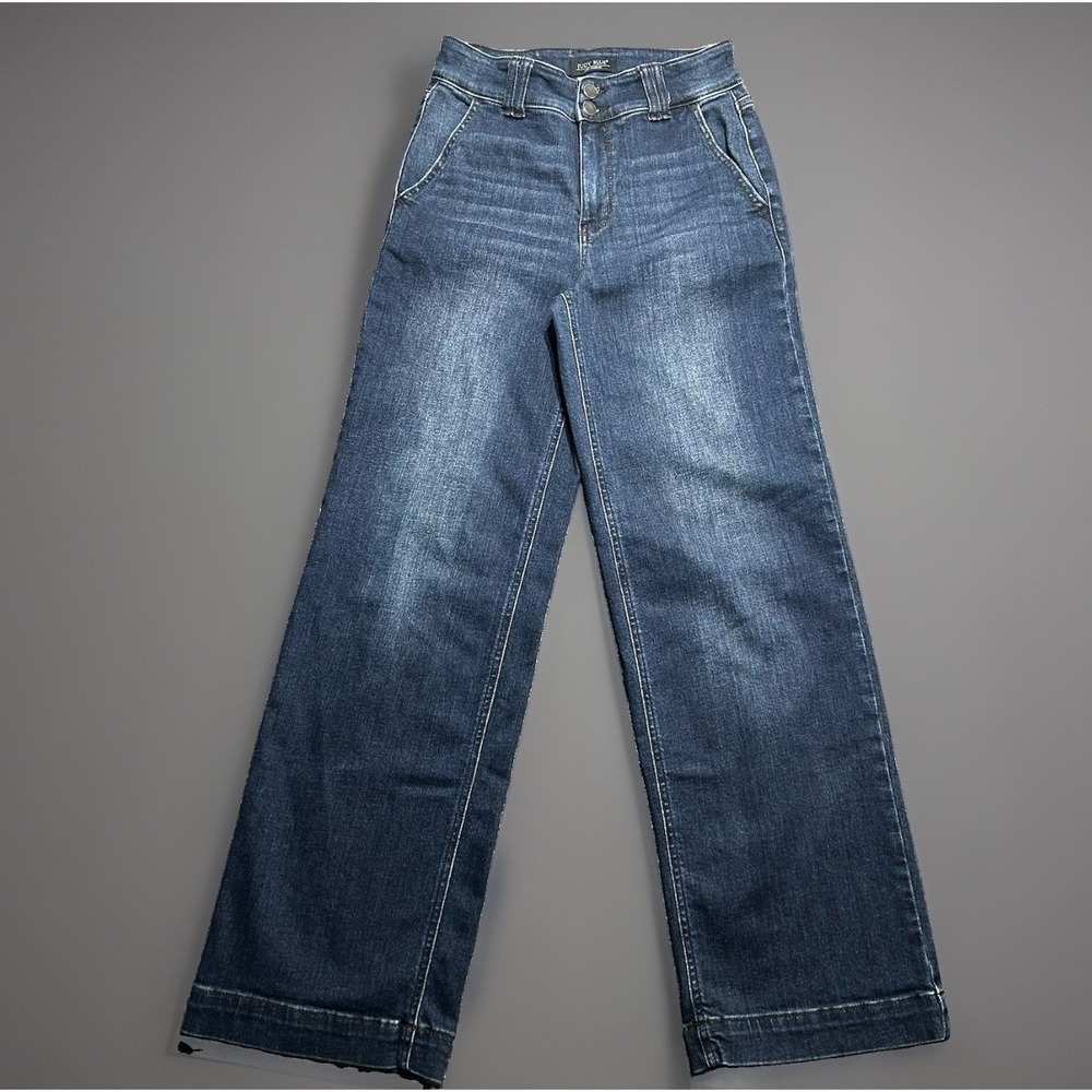 Judy Blue 82675 High Waisted Wide Leg Flare Denim Jeans Double Button 5 27